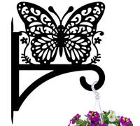peacoblue 30x40 cm Crochets de suspension en fer pour plantes d'extérieur et d'intérieur, mangeoires à oiseaux, support mural en métal résistant aux intempéries pour porche, jardin, ferme (papillon)