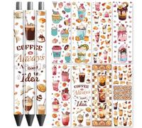 Peacoblue 48 Autocollants Stylo UV DTF, Thème Des Boissons | Stickers de Transfert Imperméables Haute Définition pour Stylos, DIY Personnalisation, Loisirs Créatifs et Cadeaux
