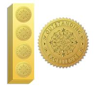 Peacoblue Autocollant en Feuille d'Or Sceau Embossé Prix d'Excellence 2 pouces 100 pcs pour Décoration Carte Cadeau Noël, Sceaux d'Enveloppe, Invitation Fête Familiale, Stickers Dorés Embossés