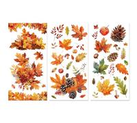 Peacoblue Autocollants à frotter pour meubles, feuilles d'automne, 15,2 cm x 30,5 cm, 3 pièces, autocollants de transfert UV imperméables DTF pour commode, lingère, tiroirs, verre, porcelaine, bois