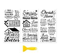 Peacoblue Autocollants de transfert pour meubles, décoration artisanale 15x30cm - Citations d’un foyer heureux, 3 pièces imperméables UV DTF pour tiroirs, commodes, verre, porcelaine, bois, plastique