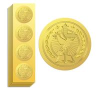 Peacoblue Autocollants Dorés Embossé colombe avec Bible 5cm 100Pcs, autocollant de gaufrage doré autour pour sceaux d'enveloppe chrétienne, carte cadeau, Thanksgiving, Noël