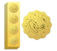 Peacoblue Autocollants Dorés Embossé pour alliances de mariage 5cm 100Pcs, autocollants dorés autocollants pour invitation de mariage, anniversaire de mariage, décoration de cadeau de Saint-Valentin