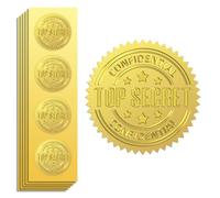 Peacoblue Autocollants Dorés Embossé Top Secret et confidentiel 5cm 100Pcs, autocollant de médaille en gaufrage doré pour papier de certificat, récompense d'étudiant, récompense, sceau d'enveloppe