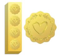 Peacoblue Autocollants en Feuille D'Or en Relief avec Couronne D'Amour 5cm 100Pcs, Autocollants en Forme de Gaufrage pour Certificat D'Invitation, Enveloppe, Décoration de Carte Cadeau