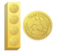 Peacoblue Autocollants en Feuille D'Or en Relief pour Travail D'Équipe Et Mains 5cm 100pcs, Autocollants de Médaille en Gaufrage Doré pour Papier de Certificat, Récompense, Sceau D'Enveloppe