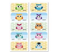 Peacoblue Autocollants pour Chaussures Apprentissage Gauche Droite, Hibou 100pcs(50 Paires)