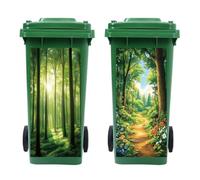 Peacoblue Autocollants pour poubelle - 2 feuilles - Montagnes et forêts - Autocollants étanches auto-adhésifs 38 x 81 cm pour poubelles, jardin, extérieur, intérieur