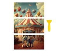 Peacoblue Décalcomanies à Ruban pour Meubles Artisanat Cirque de Carnaval Vintage 15x30 cm, 3pcs Décalcomanies Waterproof UV DTF pour Commode, Coffres à Lingerie, Tiroirs, Verre, Porcelaine, Bois