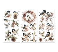 Peacoblue Décalcomanies à Ruban pour Meubles Artisanat Mésange à Tête Noire et Oiseau 15x30 cm, 3pcs Décalcomanies Waterproof UV DTF pour Commode, Coffres à Lingerie, Tiroirs, Verre, Porcelaine, Bois