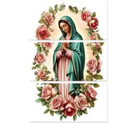 Peacoblue Décalcomanies à Ruban pour Meubles Artisanat Notre-Dame de Guadalupe 15x30 cm, 3pcs Décalcomanies Waterproof UV DTF pour Commode, Coffres à Lingerie, Tiroirs, Verre, Porcelaine, Bois