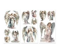 Peacoblue Décalcomanies à Ruban pour Meubles Artisanat Notre-Dame des Anges 15x30 cm, 3pcs Décalcomanies Waterproof UV DTF pour Commode, Coffres à Lingerie, Tiroirs, Verre, Porcelaine, Bois