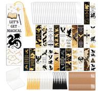 Peacoblue kit 121 pcs fabrication marque-pages UV DTF série dragons, artisanat acrylique pour femmes, hommes, jeunes, adultes, autocollants DIY mignons pour étudiants, enseignants, amateurs de livres