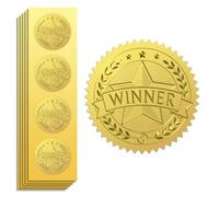 Peacoblue Lot de 100 autocollants en feuille d'or - Étoile du gagnant officiel en relief de 5 cm pour papier de certificat, récompenses de compétition, récompenses et sceaux d'enveloppe