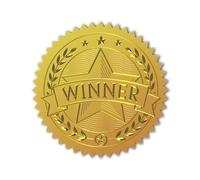 Peacoblue Lot de 100 autocollants officiels en relief en forme d'étoile gagnante de 5,1 cm, autocollants dorés pour certificat, récompenses de compétition, récompenses, sceaux d'enveloppe