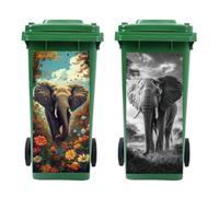 Peacoblue Lot de 2 feuilles d'autocollants éléphants pour poubelles à roulettes, 38,1 x 81,3 cm, imperméables - Grand autocollant pour poubelles, allée, jardin, décoration intérieure et extérieure