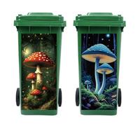 Peacoblue Lot de 2 feuilles d'autocollants pour poubelles à roulettes, champignons et forêts, 38,1 x 81,3 cm, imperméables - Grand autocollant pour jardins et décoration