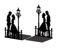 Peacoblue Lot de 2 Serre-Livres en métal, Serre Livre Homme Et Femme sous Lampadaire,avec Autocollants antidérapants pour Chambre à Coucher, bibliothèque, Bureau, école et Bureau(1 Paires)