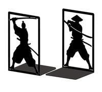 Peacoblue Lot de 2 Serre-Livres Métal Samouraï Japonais Décoratif | 5.3"x4.3"x7.9", Support Livres Stable, Design Original, Cale Livre, Pour Chambre, Bibliothèque, Bureau, École et Étagère