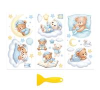 Peacoblue Lot de 3 autocollants de transfert à frotter pour meubles, loisirs créatifs, décoration, 15,2 x 30,5 cm, motif ours en peluche Goodnight, transfert UV DTF pour tiroir, commode, verre