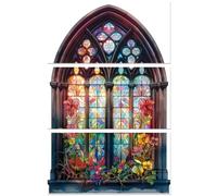 Peacoblue Lot de 3 décalcomanies de transfert à frotter pour fenêtres d'église et travaux manuels, 15,2 x 30,5 cm, imperméables et UV, pour commode, verre, porcelaine, bois, plastique