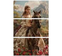 Peacoblue Lot de 3 Transferts Meubles Belle Princesse et Cheval UV DTF
