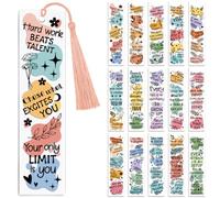 Peacoblue Lot de 30 autocollants de transfert UV DTF pour marque-pages - Mots inspirants - Pour femmes et hommes - Marque-pages imperméables (sans support vierge) - Pour acrylique, plastique, métal