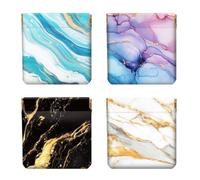 Peacoblue Lot de 4 petits porte-monnaie en cuir à presser - Cadeau idéal, Motifs marbrés, 4.33"x4.72"