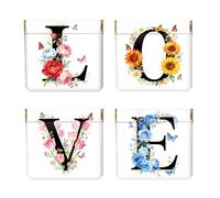 Peacoblue Lot de 4 Porte-Monnaies en Cuir PU à Pression, Love Flower Letters Mini Porte-Monnaie Portable Femme pour Cartes de crédit Carte d'identité clés Casque Rouge à lèvres