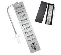 Peacoblue Marque-pages en métal avec motif Bible et motif pour les amateurs de livres, pour femmes et hommes, marque de livre inspirante avec breloque et coffret cadeau pour Noël, anniversaire, remise