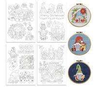 peacoblue Motifs de Broderie Solubles dans l'Eau pour Débutants 4 Feuilles Fées de Noël avec 20 Motifs, Papier à Broder Dissolvable Lavable pour les Amantes de la Couture à la Main Femmes Adultes