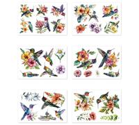 Peacoblue Peacoblue Autocollants statiques pour fenêtres 7.9" x 11.8", 6 feuilles, 47 motifs Autocollants amovibles pour fenêtres Pour la décoration des fenêtres de la (colibri)