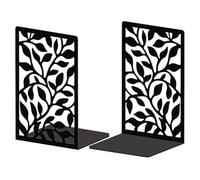 Peacoblue Serre Livre Original Metal Noir, Serre-Livres Feuilles De Vigne Design Moderne Serré Livre Decoratif Bureau pour Bureau, Cuisine, Étagère et Bibliothèque, 1 Paire