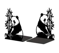 Peacoblue Serre Livre Original Metal Noir, Serre-Livres Panda Et Bambou Design Moderne Serré Livre Decoratif Bureau pour Bureau, Cuisine, Étagère et Bibliothèque, 1 Paire