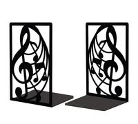 Peacoblue Serre-Livres en MéTal pour éTagèRes, Bouchons de Support de Livre D'éTude DéCoratifs Modernes Et Robustes, 5,3" X4,3 X7,9 Serre-Livres Simples Et Hauts en Fonte, 1 Paire (Note de Musique)