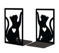 Peacoblue Serre-Livres en MéTal pour éTagèRes, éTude en Fonte, Chats Mignons, Bouchons de Livre Rustiques, Serre-Livres UtiliséS sur Le Bureau, Salle de Ferme 4,7" X 3,5" X 7", 1 Paire (Chats)