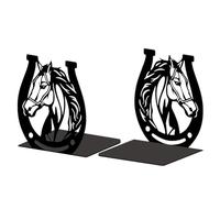 Peacoblue Serre-Livres en métal pour étagères, Serre-Livres Modernes décoratifs Lourds pour Bureau, 1 Paire (Chevaux et fers à Cheval)