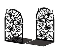 Peacoblue Support de Serre-Livres en MéTal pour éTagèRes DéCoratives, 13,5 X 10,9 X 20,1cm, Moderne, Robuste, Serre-Livres D'éTude, Support pour éTagèRe de Bureau, 1 Paire (Fleur de Lys)
