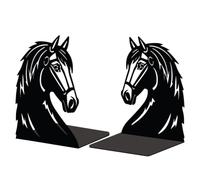 Peacoblue Support de Serre-Livres en MéTal pour éTagèRes DéCoratives, 13.5x11x17.7cm Moderne, Robuste, Serre-Livres D'éTude, Support pour éTagèRe de Bureau, 1 Paire (Tête de Cheval)