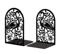 Peacoblue Support de Serre-Livres en MéTal pour éTagèRes DéCoratives, 13.5x11x20cm Moderne, Robuste, Serre-Livres D'éTude, Support pour éTagèRe de Bureau, 1 Paire (Flamant Rose et Plante Tropicale)