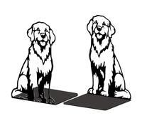 Peacoblue Support de Serre-Livres en MéTal pour éTagèRes DéCoratives, 13.5x11x20cm Moderne, Robuste, Serre-Livres D'éTude, Support pour éTagèRe de Bureau, 1 Paire (Golden Retriever)