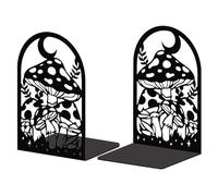 Peacoblue Support de Serre-Livres en MéTal pour éTagèRes DéCoratives, 13.5x11x20cm Moderne, Robuste, Serre-Livres D'éTude, Support pour éTagèRe de Bureau, 1 Paire (Bohême et Champignon)