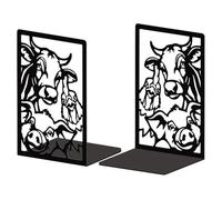 Peacoblue Support de Serre-Livres en MéTal pour éTagèRes DéCoratives, 13.5x11x20cm Moderne, Robuste, Serre-Livres D'éTude, Support pour éTagèRe de Bureau, 1 Paire (Animaux de la Ferme)