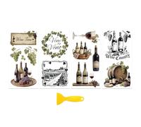 Peacoblue Transfert pour Meuble, 4 Autocollant Meuble Autocollant de Transfert à Frotter pour Décoration de Meubles 15x30cm - Vin Rétro