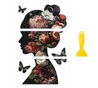 Peacoblue transfert pour meuble, autocollant meuble Autocollant de transfert à frotter pour décoration de meubles 15x30cm - Silhouette de femme et fleurs