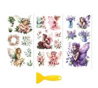 Peacoblue transfert pour meuble, autocollant meuble Autocollant de transfert à frotter pour décoration de meubles 15x30cm - Fée des fleurs