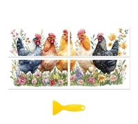 Peacoblue transfert pour meuble, autocollant meuble Autocollant de transfert à frotter pour décoration de meubles 15x30cm - Poule avec fleurs et herbe