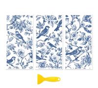 Peacoblue transfert pour meuble, autocollant meuble Autocollant de transfert à frotter pour décoration de meubles 15x30cm - Branches bleues et oiseaux