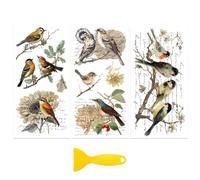 Peacoblue transfert pour meuble, autocollant meuble Autocollant de transfert à frotter pour décoration de meubles 15x30cm - Oiseaux style campagne rétro