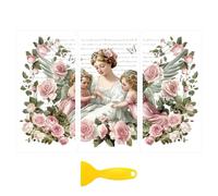 Peacoblue transfert pour meuble, autocollant pour meuble, Autocollant de transfert à frotter pour décoration de meubles 15x30cm - Aristocrate rétro avec fleurs